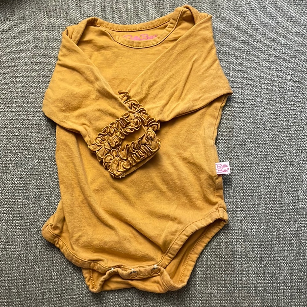 Mustard Ruffle Butt onesie